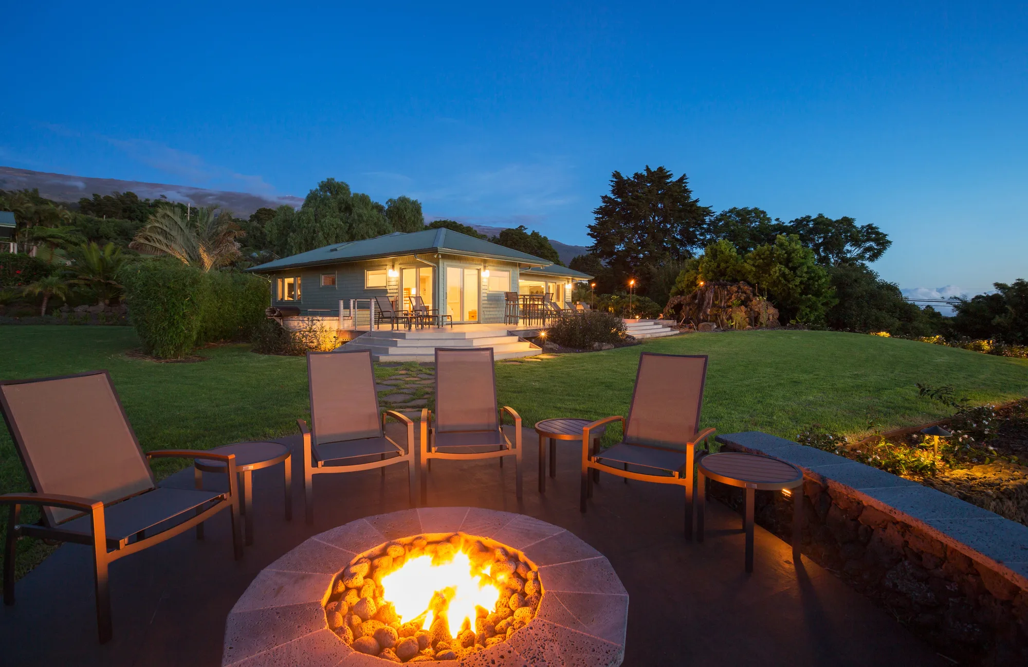 Fire pit area with outdoor lounge seating
